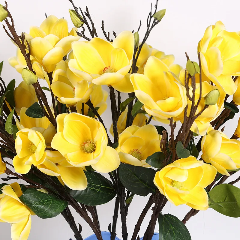 4 головки 95 см шелковые большие цветы магнолии Настоящее прикосновение руки на ощупь Высокое качество Орхидея искусственный цветок DIY Свадебные вечерние украшения для дома