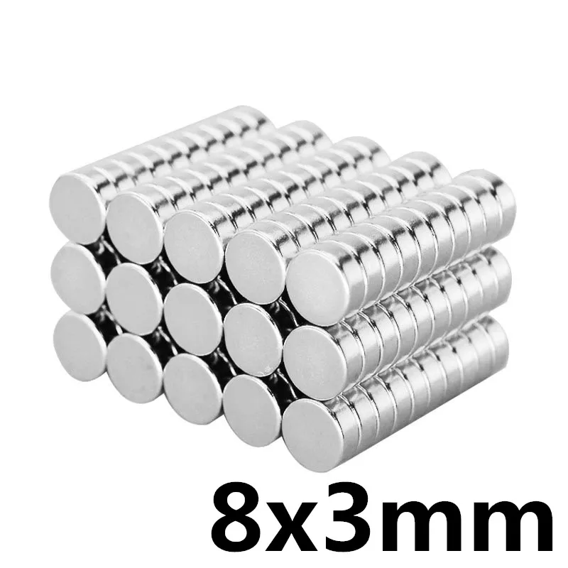 50 шт. 8x3 мм N35 Супер Сильные мощные маленькие круглые Редкоземельные неодимовые магниты 8 мм x 3 мм