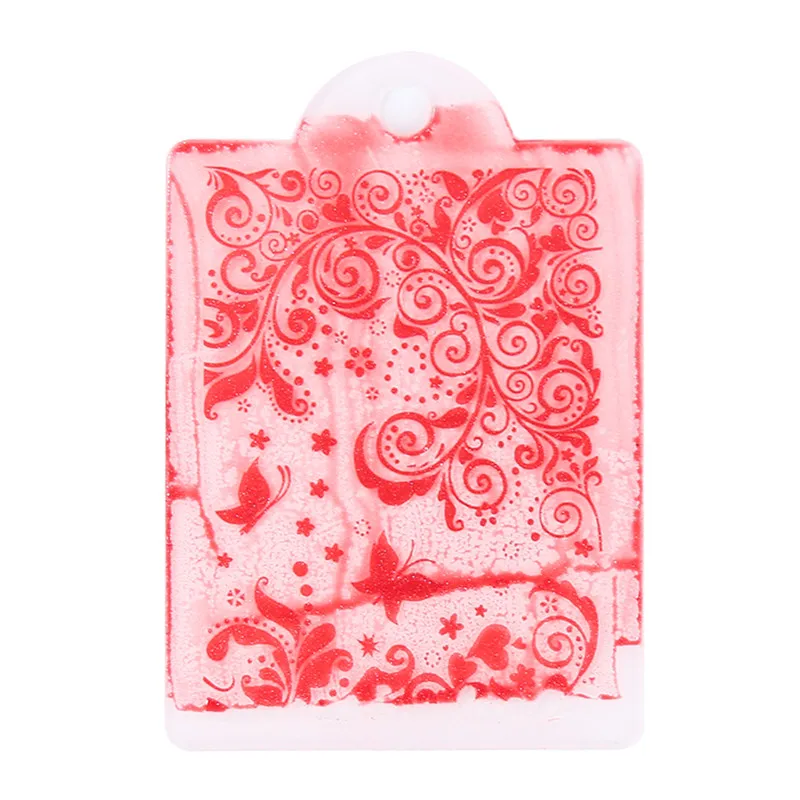 

ELECOOL 1Set Silicone Nail Stamper with Scraper Nails Template Red Blue Clear Handle Durable for Polish Manicure Art Tools