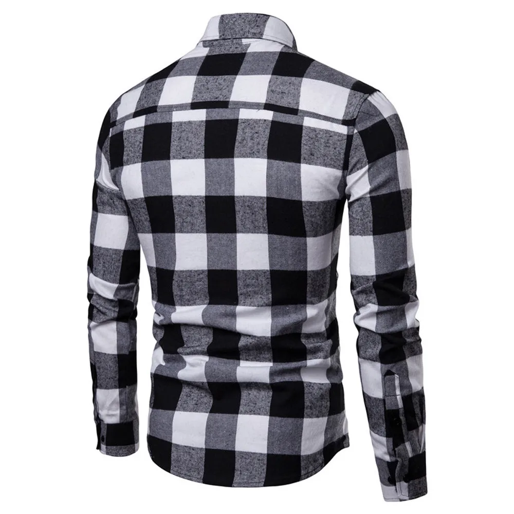 MUQGEW модная клетчатая рубашка, мужская рубашка, camisa masculina xadrez, Мужская утолщенная клетчатая Повседневная рубашка с длинными рукавами, модная блузка# G4