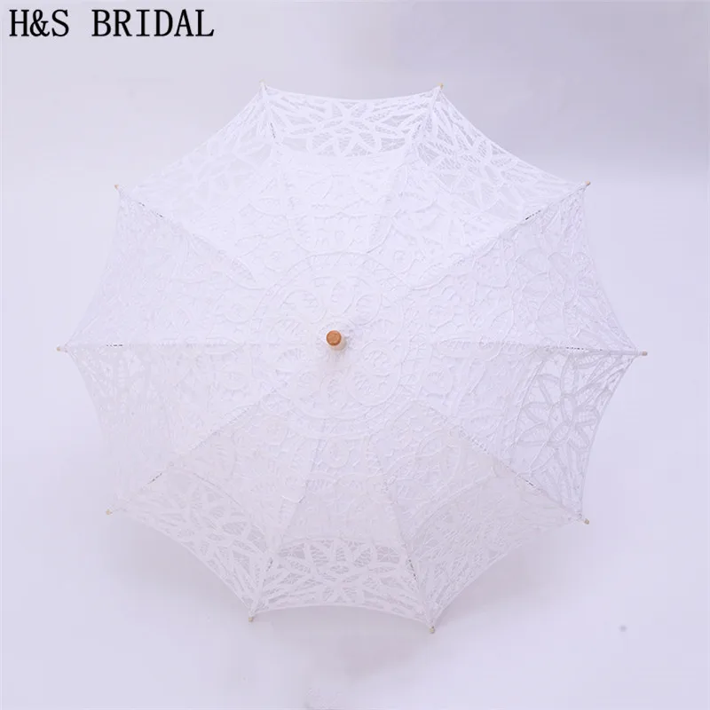 H&S BRIDAL Sun Lace Umbrella Parasol Embroidery Bride Umbrella White Wedding Ombrelle Dentelle Parapluie Mariage