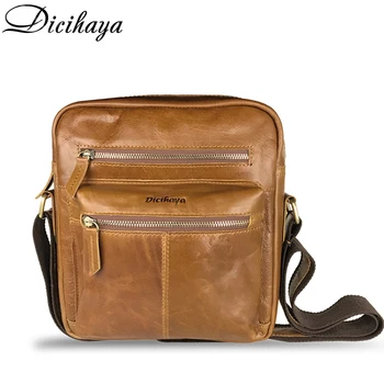 

DICIHAYA Fashion Genuine Leather Crossbody Bags Men Casual Messenger Bag Small Brand Designer Male Shoulder Bag Zipper bags