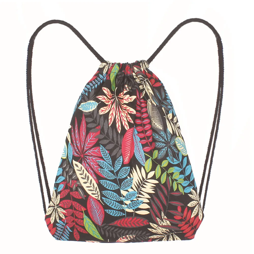 

Fashion Printing rope Large capacity bucket bag double backpack bundle mouth bag student bag #Zer