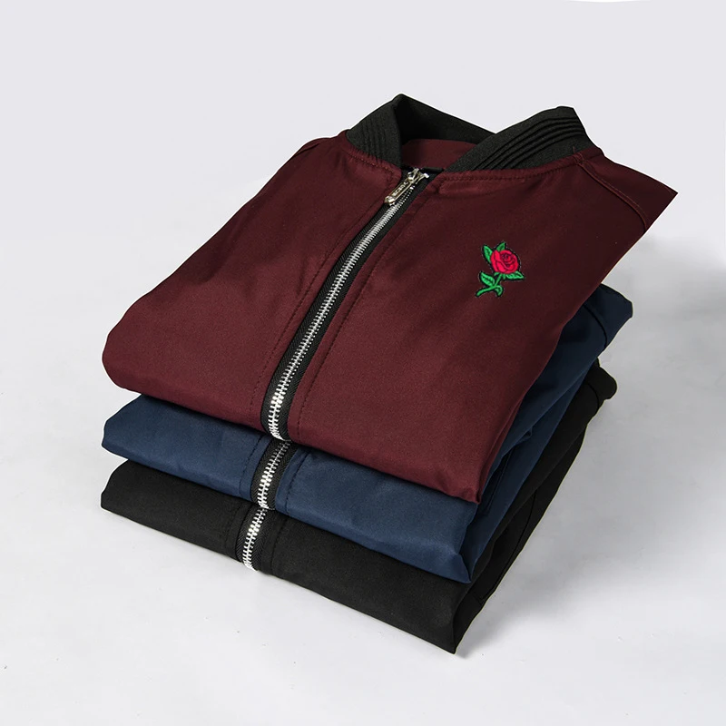 США Весна роза Вышитые Ma1 куртка мужская бомбер модное пальто черный темно-синий цвет красное вино 3 вида цветов