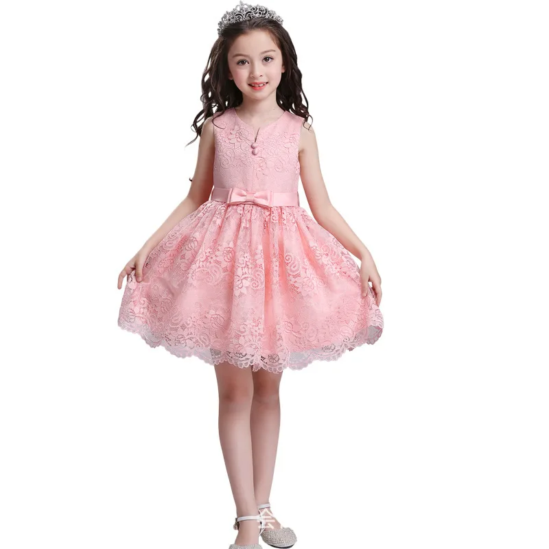 

Kids Princess Dresses for Girls Shein Summer Clothes Vestido Bow Lace Children Mesh Wedding Party Tutu Dress Robe Fille Pink