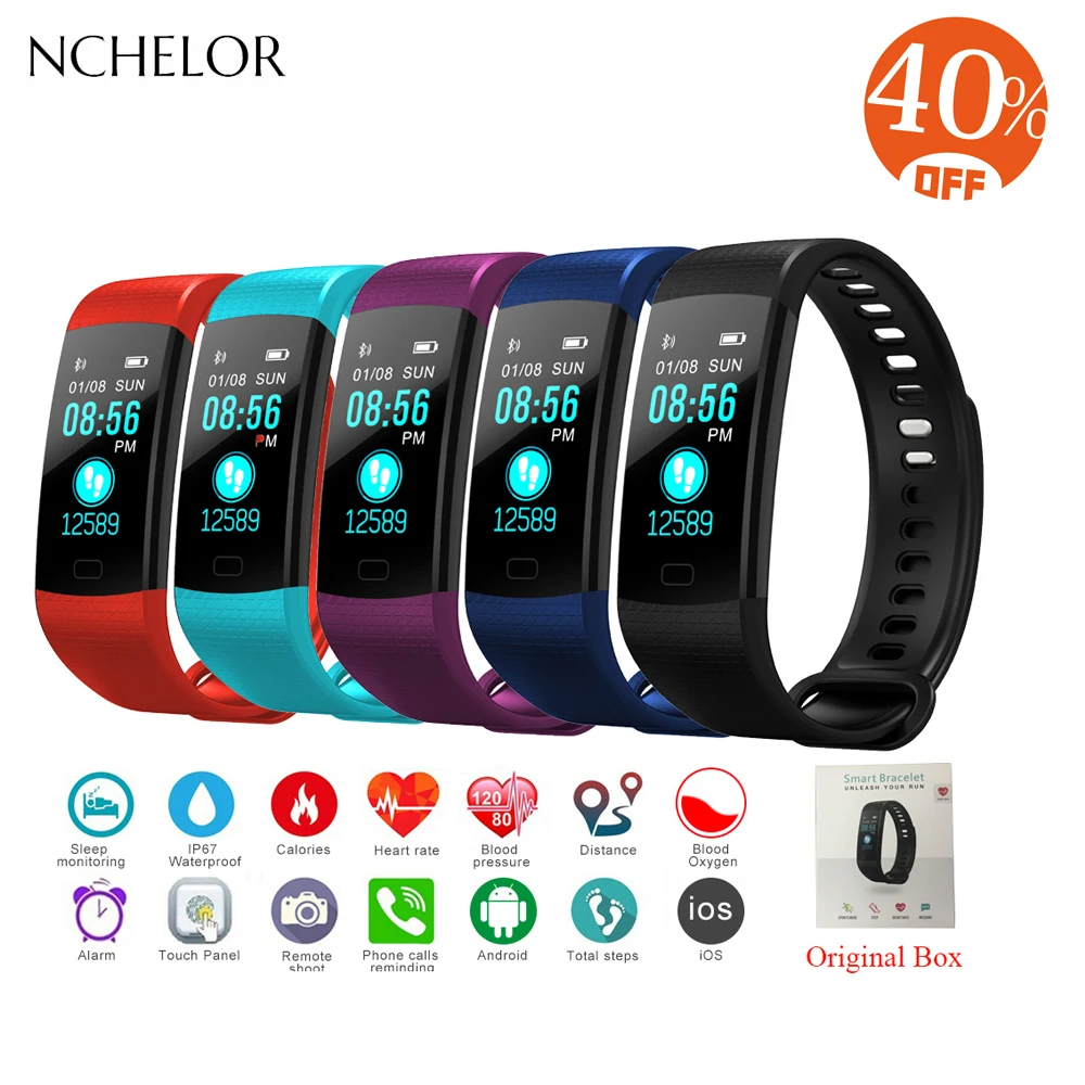 

Color screen smart watch women IP67 waterproof watch men blood pressure watch woman Heart rate digital watches for women PK M2