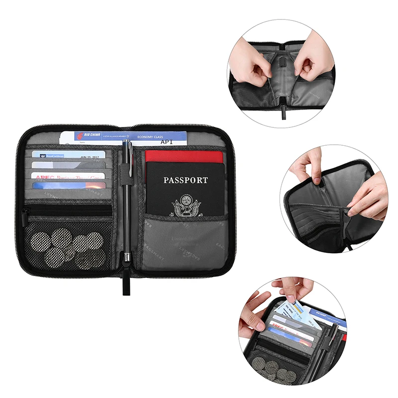 BAGSMART Multifunctional RFID Travel Bag for Passport  ID Card Credit Card Men Zipper Clutch Wallet Travel Organizer Bag