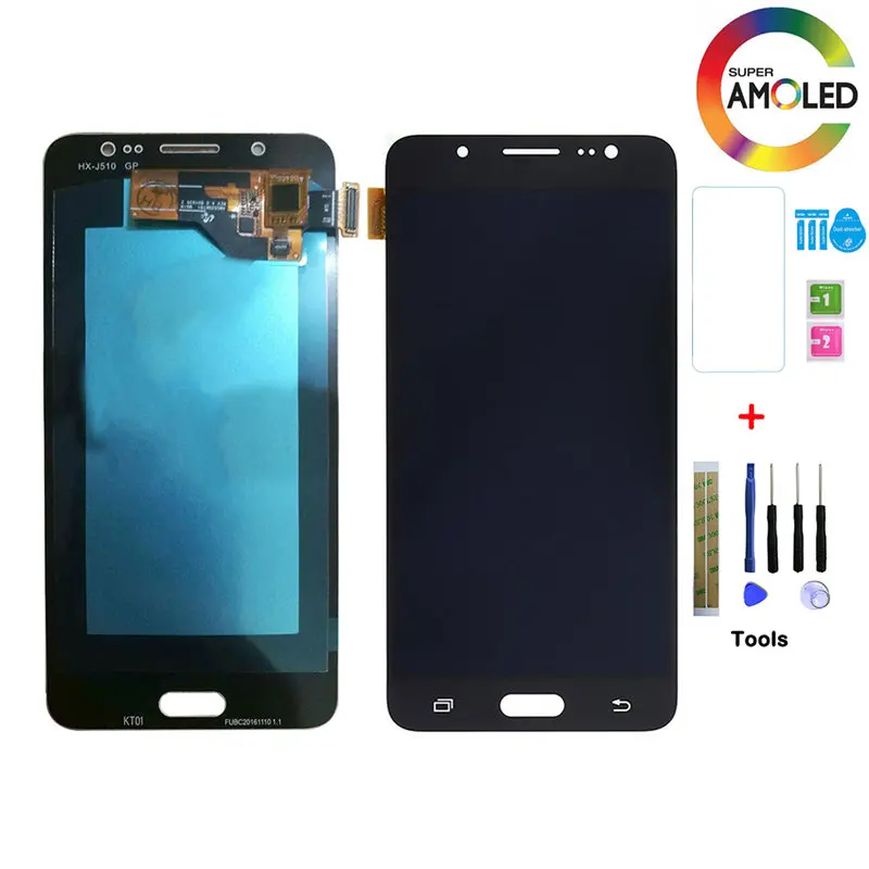 5,2 ''Супер AMOLED lcd для Samsung Galaxy J5 j510 J510F J510FN J510G J510Y J510M/DS сенсорный экран OLED lcd дисплей - Цвет: Черный