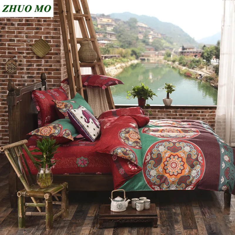 

Mandala Bedding set Floral Printed Bed linens Twin Queen King Size Duvet Cover Flat Sheet Pillow case Hot sale Free shipping