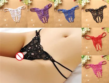 

Women Sexy transparent Underwear Opening Crotch Panties Ladies Flower Lace Female Briefs Thongs G-string Lingerie Men Briefs