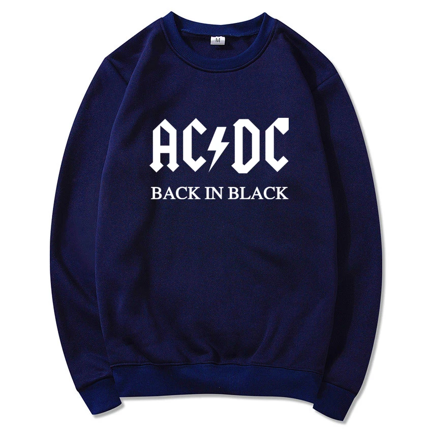 navyblue72 AC DC Толстовка Мужская Хип-Хоп рок группа ACDC обратно в черный толстовки мужской женский Повседневный уличная куртка толстовка Весна Зима - Цвет: navyblue72