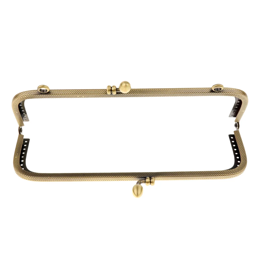 2xMetal Purse Frame Clutch Bag Kiss Clasp Rectangle Lock DIY Craft Handmade