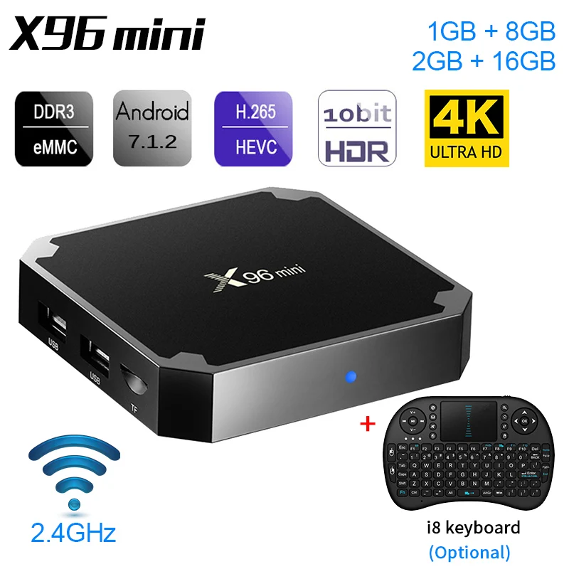 X96mini X96 Мини Android 7,1 Smart tv BOX X 96 2 ГБ/16 ГБ 1 ГБ/8 ГБ четырехъядерный процессор Amlogic S905W поддержка 4K 30tps 2,4 ГГц WiFi телеприставка