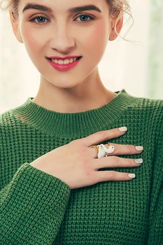 

African Fashion White Swan Enamel Adjustable Gold Ring Set Fantasy Women Charms Party Jewelry