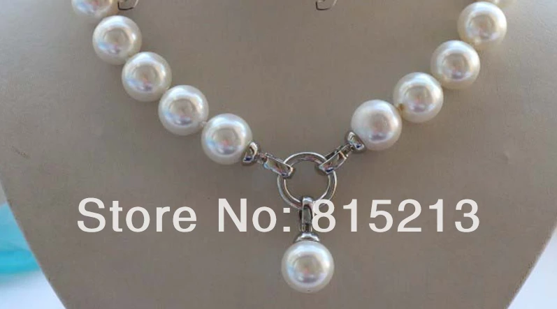 

ddh001050 Natural 14mm White Round Shell Pearl Necklace Pendant 28% Discount