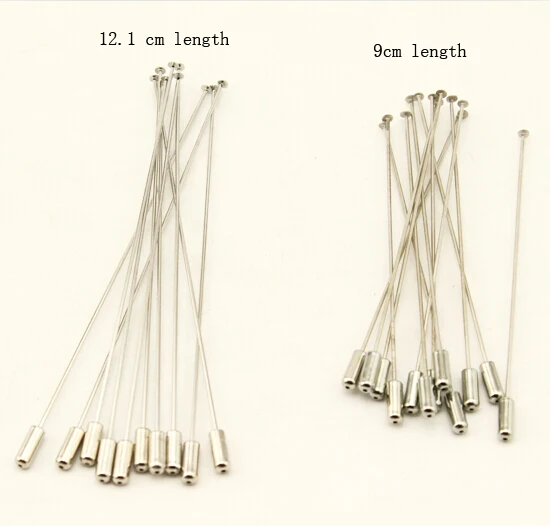 

10pcs/lot 9cm 12.1cm Length Head Pin Rhodium Color Brooch Pins Safety Pins Diy Jewelry Findings With Stopper Ends F1775