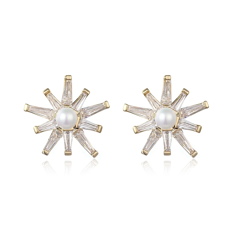 Роскошные циркониевые жемчужные серьги-гвоздики в форме звезды для женщин, золотые, серебряные медные серьги, модные ювелирные изделия, женские серьги moda