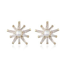 Роскошные циркониевые жемчужные серьги-гвоздики в форме звезды для женщин, золотые, серебряные медные серьги, модные ювелирные изделия, женские серьги moda