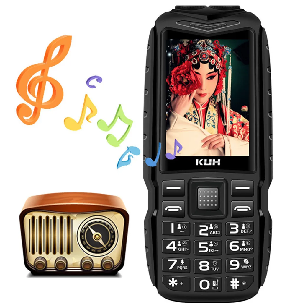 Долгий режим ожидания KUH T3 две sim-карты GSM прочный большой мобильный телефон 2,4 дюймов двойной Фонарик 13800 мАч Внешний аккумулятор большой