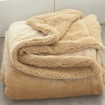 

AB Side Coral Velvet and Lamb Cashmere Blanket Soft Thick Blanket for Bed Sofa Warm Fleece Sherpa Blanket for Bedroom 13 colors 40