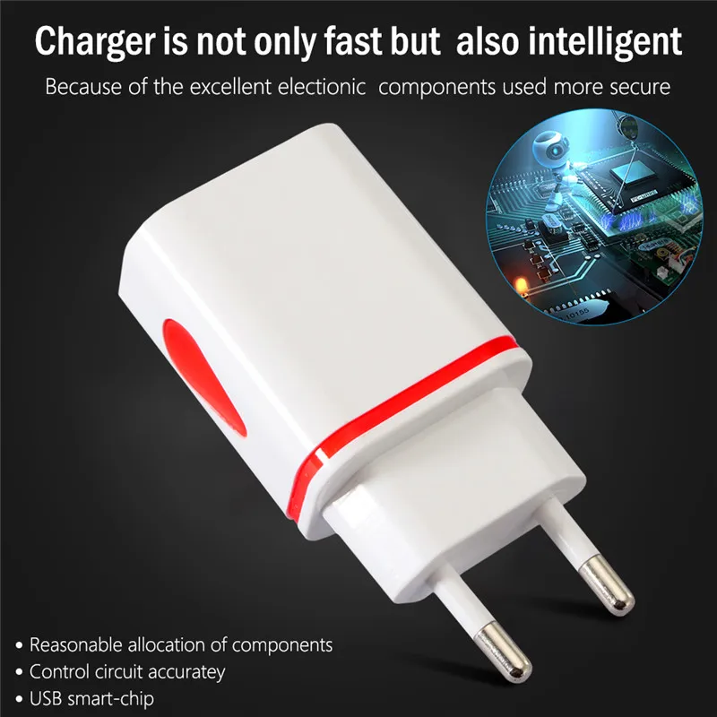 5V 2.1A EU Plug Dual USB зарядное устройство 3 USB Капля воды светящееся зарядное устройство адаптер автоматической зарядки для iPhone X 8 IOS зарядное устройство для андроида