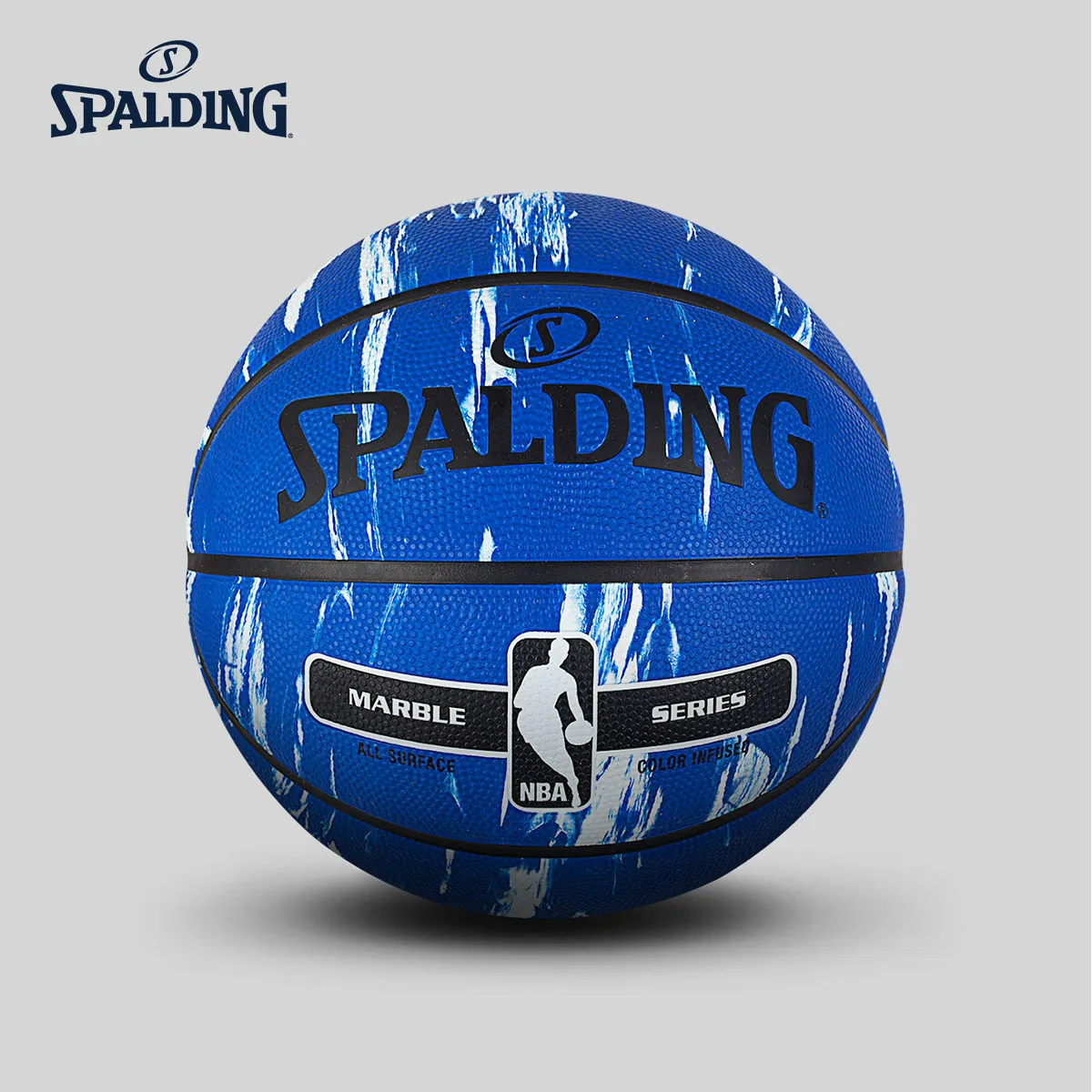 

Original SPALDING Men's Basketball No. 7 Marble Blue/White Printing Series Outdoor Rubber Basketball 83-633Y