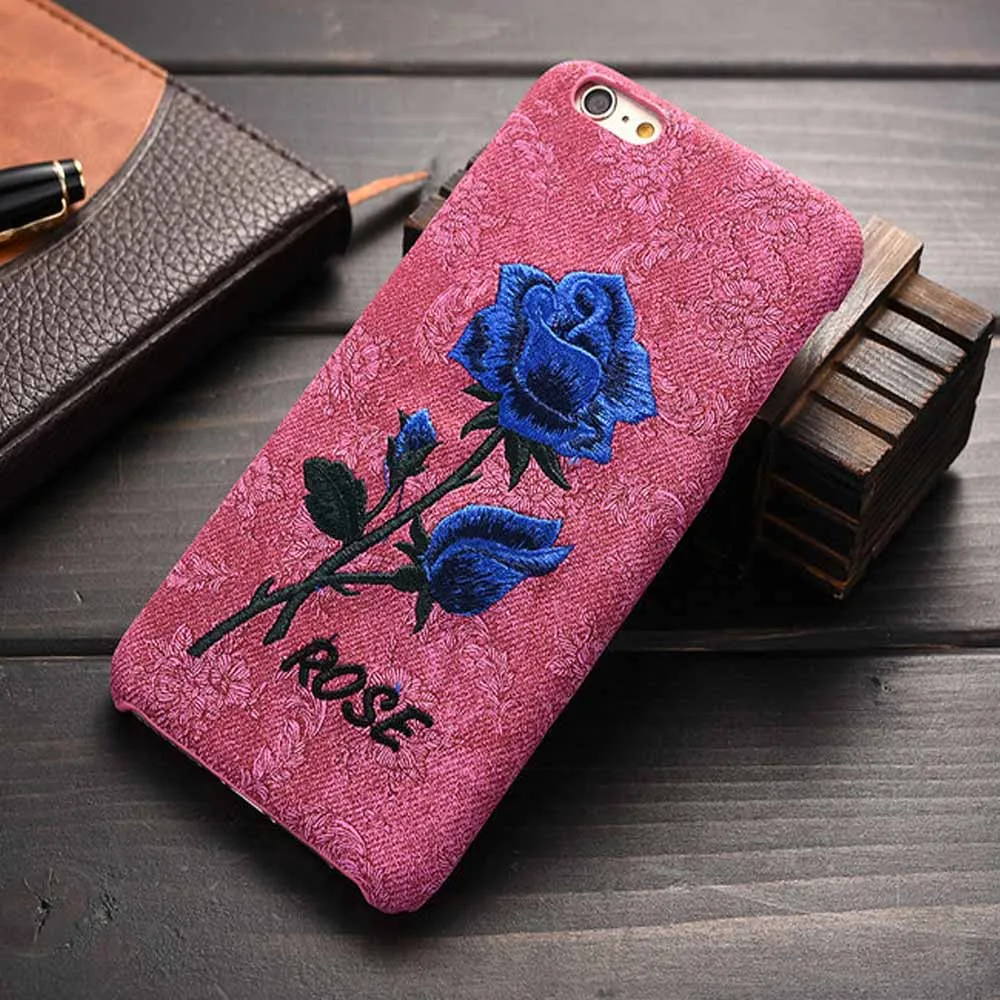 Шикарный чехол с вышивкой для iPhone7 6 6S iPhone6 7 Plus Жесткий Чехол ручной работы цветами