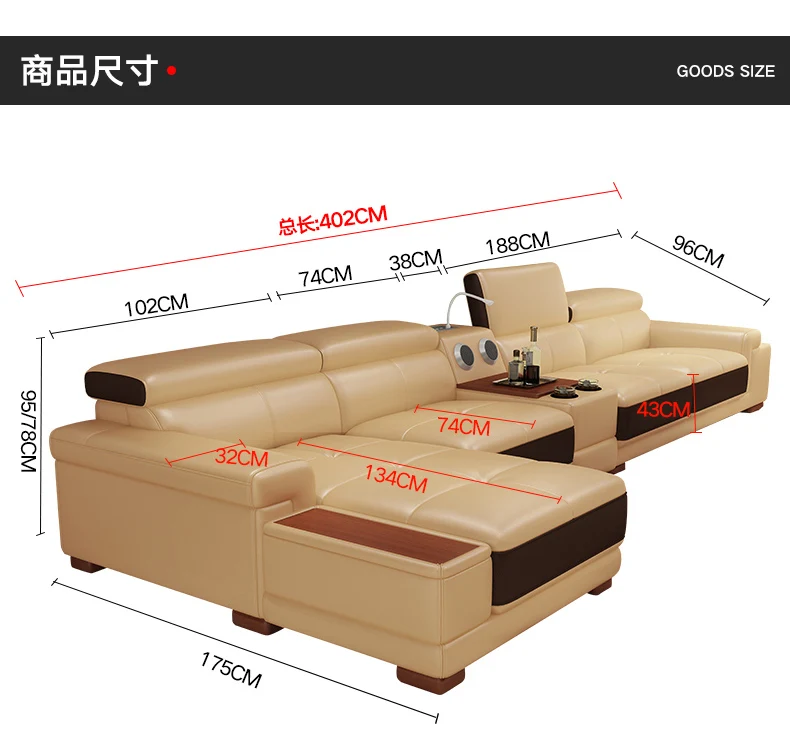 Гостиная диван, угловой Настоящая Натуральная кожа диваны с хранения динамик светодиодный светильник muebles де Сала moveis para casa