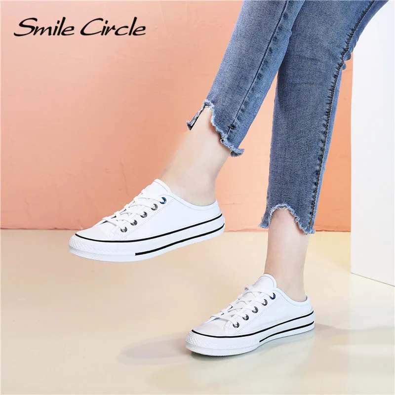 Женская обувь из натуральной кожи smile circle белая повседневная на плоской