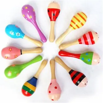 

Baby Wooden Maraca Hand Rattles Kid Musical Party Educational Baby Shaker Musical Instrument Toy For Children Birthday Gift
