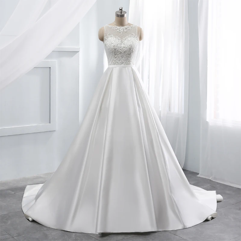 Винтажное свадебное платье с глубоким вырезом vestido de noiva, длинное свадебное платье с длинным шлейфом на заказ, свадебное платье с поясом