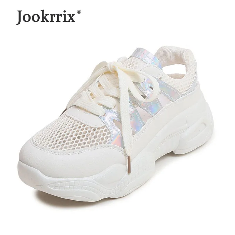 

Jookrrix 2019 Women Mesh Breathable Chunky Sneakers For Lady Increased Comfortable Wedges Thick Sole Lady Platform Shoes