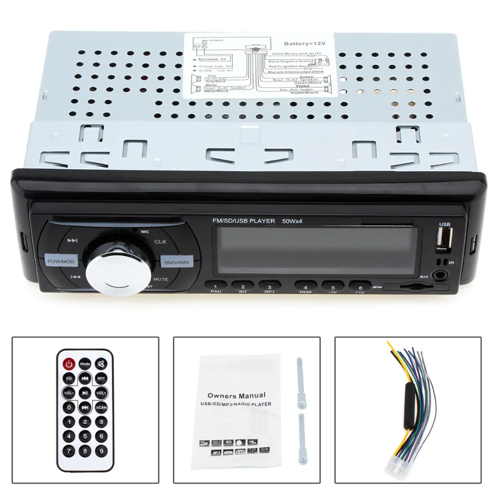In Dash 1 DIN 12 В Авто Радио стерео аудио MP3 плеер Поддержка FM UPS WMA INP AUX и часы + пульт
