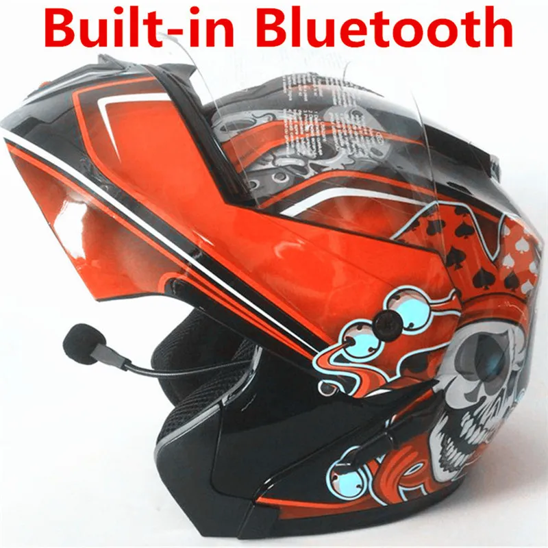 

Unisex-Adult's Full-Face Style Bluetooth Integrated Motorcycle Helmet with Graphic (Gloss Black Edge Red, XX-LARGE)
