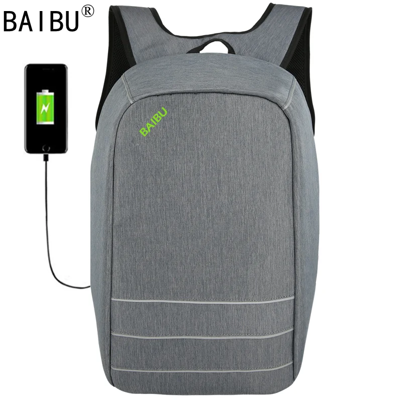 BAIBU Canvas Men Women Backpack Anti Theft With Usb Charging Laptop Business Unisex Knapsack Shoulder Waterproof Travel Bag fashion canvas men backpack anti theft with usb charging laptop backpacks business unisex knapsack shoulder women travel bags