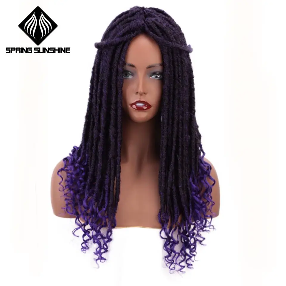 

Speing sunshine Goddess Locks Faux Locs 16 20Inch Crochet Braids Soft Ombre Purple Synthetic Hair Extension 24Strands