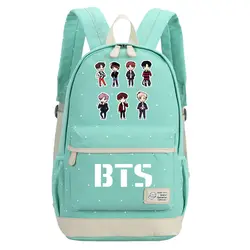 BTS музыка холст рюкзак девушки школьные сумки Молодежные точка ноутбук рюкзаки ранец школьный дорожная сумка Чикас Mochila