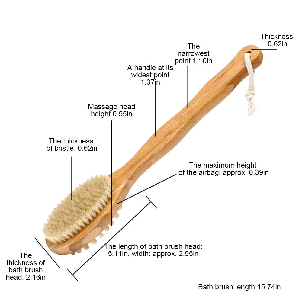 Щетка для тела с длинной ручкой для сухой кожи, щетка для чистки спины, скруббер для отшелушивания кожи и целлюлита, Бамбуковая щетка для ванны