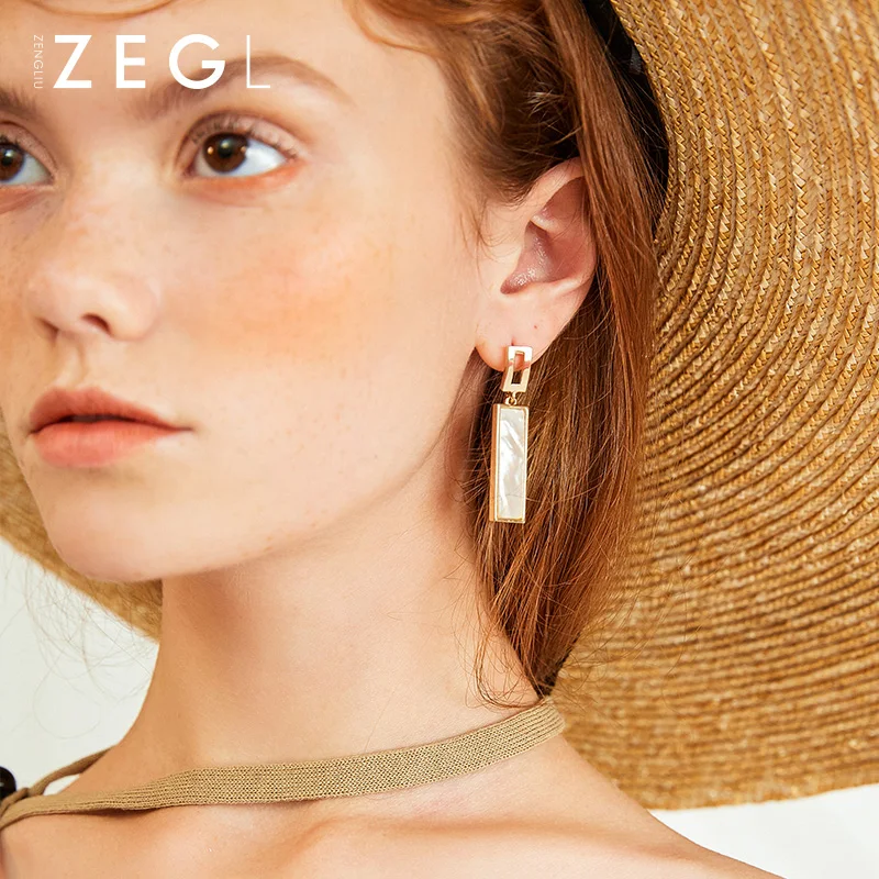 

ZEGL shell earrings for women temperament personality wild party wedding ear jewelry