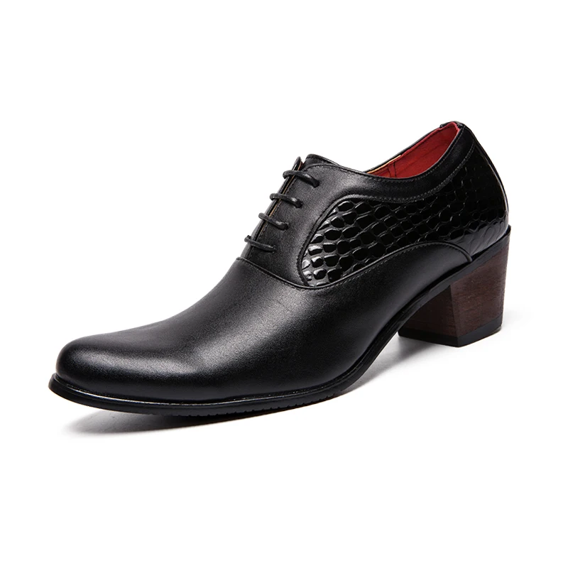 FUQIAO Men Dress Shoes Hight Increase 6CM High Heel Wedding Shoes Formal Dresses Footwear