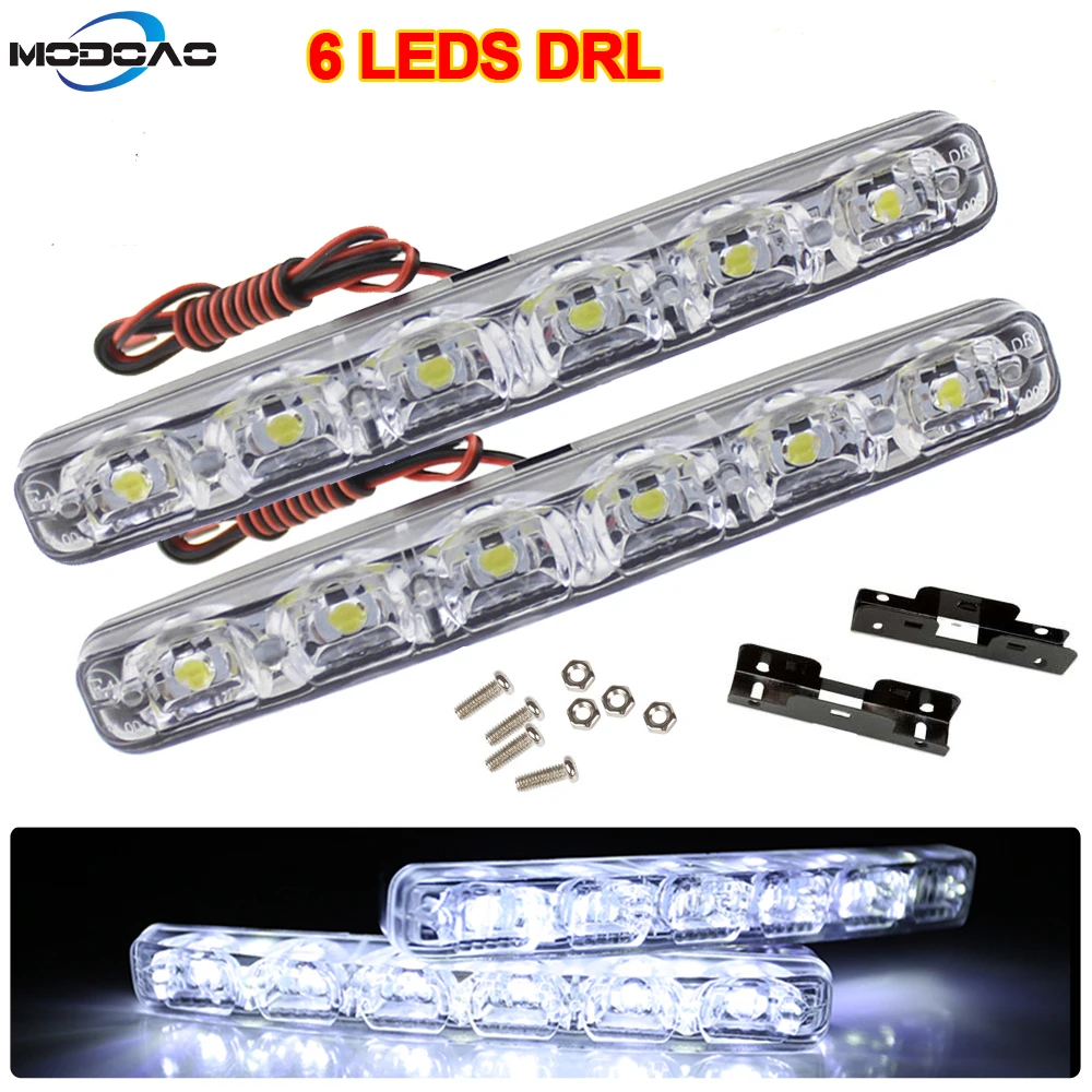 

6 LEDs Universal 12V Car Daytime Running Lights Car-styling DRL Car Daytime Lamp Auto Fog Light Super Bright Waterproof