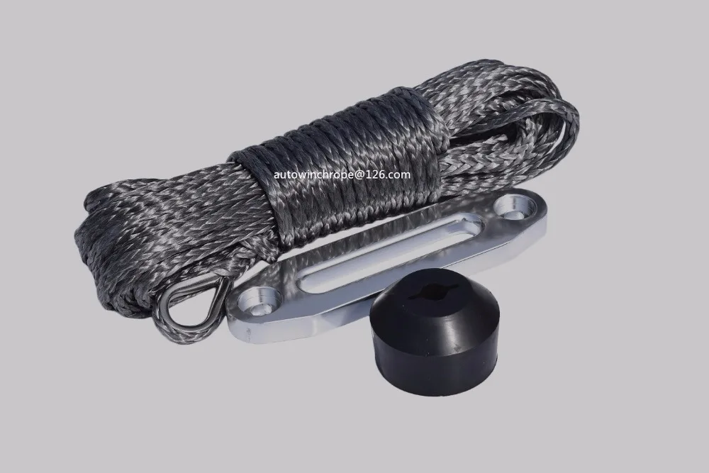 Grey 6mm*15m Synthetic Winch Rope add 4500lbs Winch Fairlead and Winch