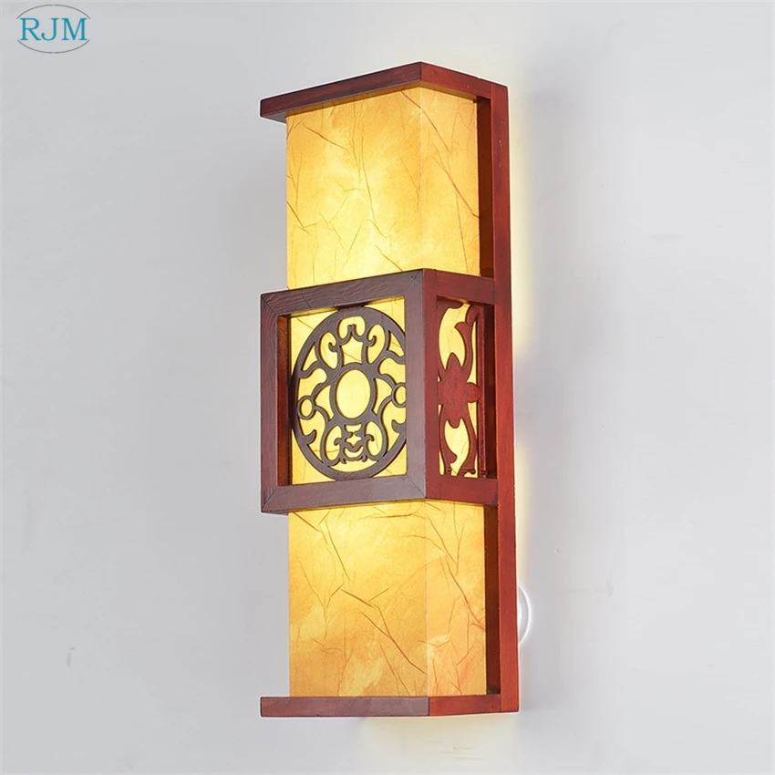  Chinese Style Imitation Creative Wood Wall Lamps Led Porch Lights Living Room Bedroom Aisle Corrido - 32866289648