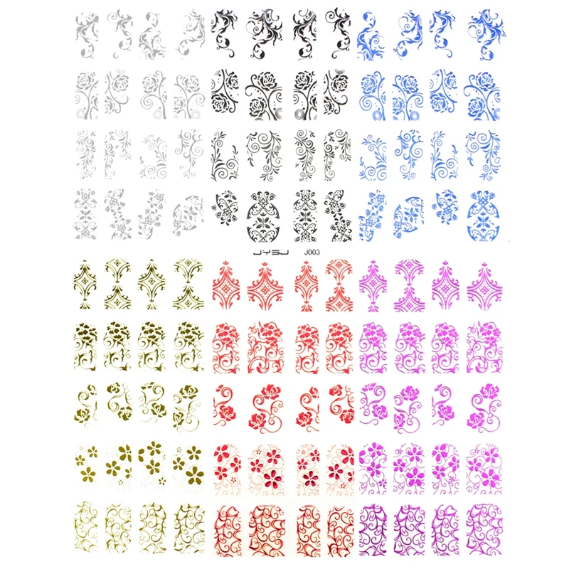 

108 Pattern 22cm*18cm Bronzing 6 Color Sticker Decal For Nails Paste Stamping Manicure Tips 3D Metal Nail Art Stickers JH125