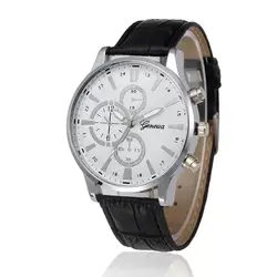 Для мужчин wo Для мужчин Ретро дизайн кожаный ремешок аналоговые сплава кварцевые наручные часы роскошные модный бренд повседневные