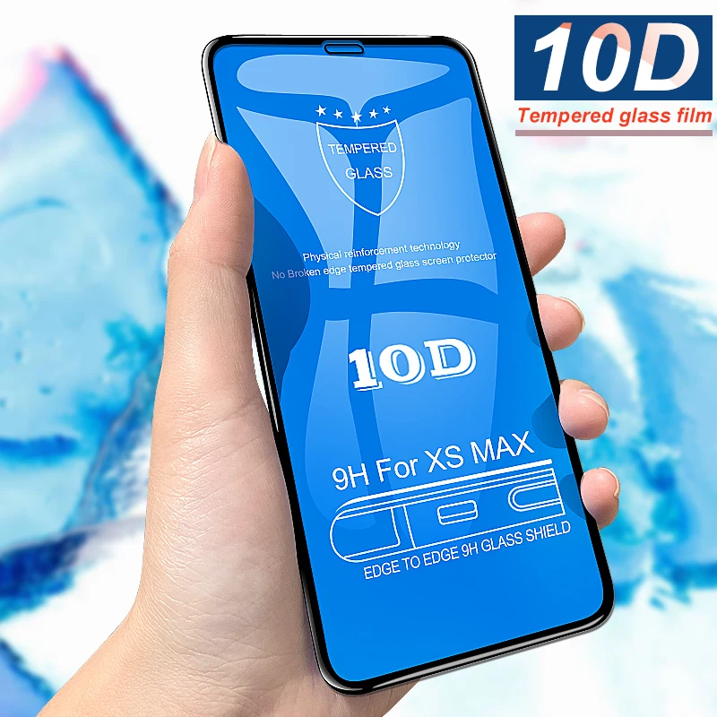 

10D Tempered Glass on the For iPhone 8 7 6 6S X XS Max Screen Protector Full Cover Protective Glass For iPhone 6 6S 7 8 Plus
