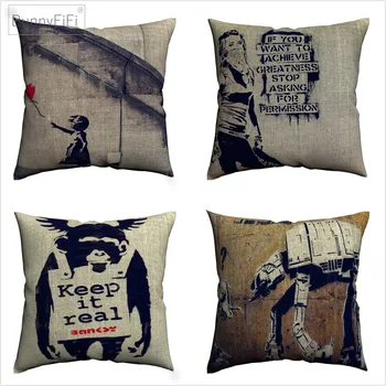 

Banksy Keep It Real Art Decorative Cotton Linen Cushion Cover 45x45cm For Sofa Chair Pillowcase Home Decor Almofada