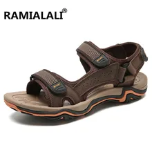 Ramialali/Новые летние мужские сандалии; Мужская обувь из натуральной кожи высокого качества; шлепанцы; Повседневная пляжная прогулочная обувь; большие размеры 38-45