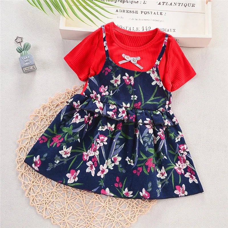 Summer new Toddler Baby Kids Girls Ruched Ruffles Floral Flowers Princess Dresses Clothes fashion cute design (9)