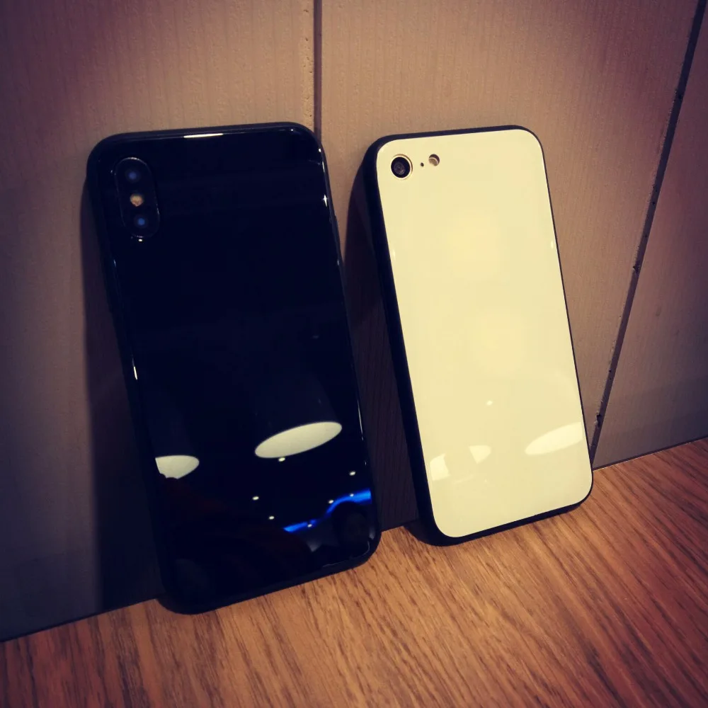 Luxury Letter Supe Black White CC Tempered Glass Case for iPhone 6 6S Plus 7 8 Hard PC Cover Capa X Hoesjes |